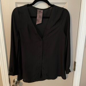 Sheer Moon Collection Black Button-up Blouse